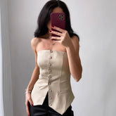 PU Leather Tube Top Backless Tight Vest